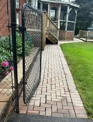 interlocking filled with pea gravel and clean paving stones