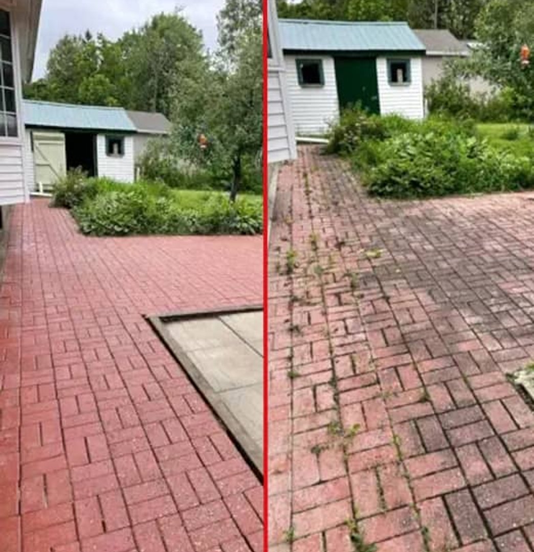 Before and After of a interlock patio in Cornwall, Ontario